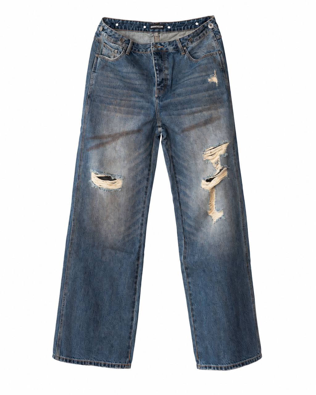 Thrashed Denim front view on a white background