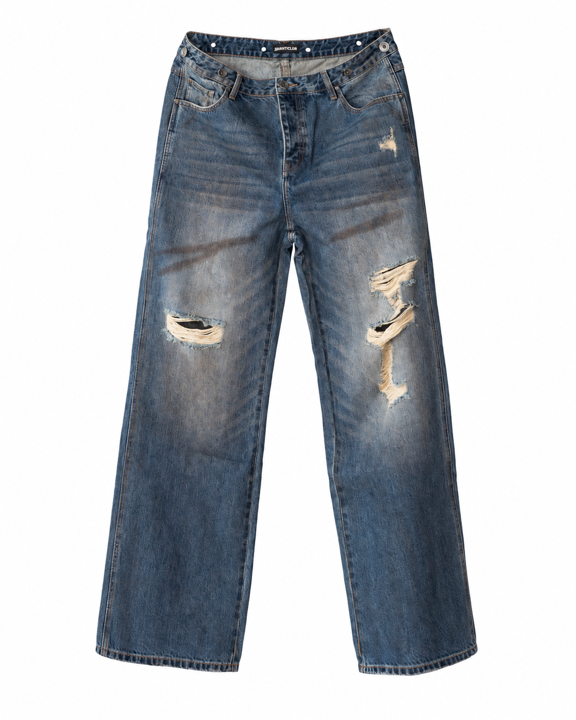Thrashed Denim front view on a white background